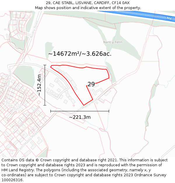 29, CAE STABL, LISVANE, CARDIFF, CF14 0AX: Plot and title map