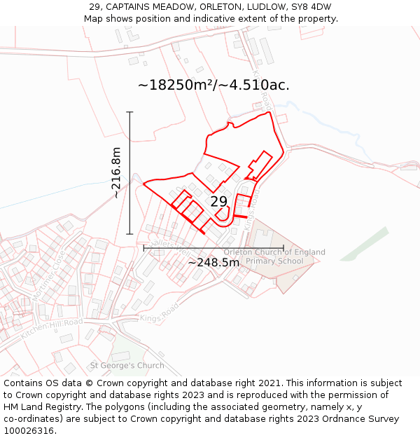 29, CAPTAINS MEADOW, ORLETON, LUDLOW, SY8 4DW: Plot and title map