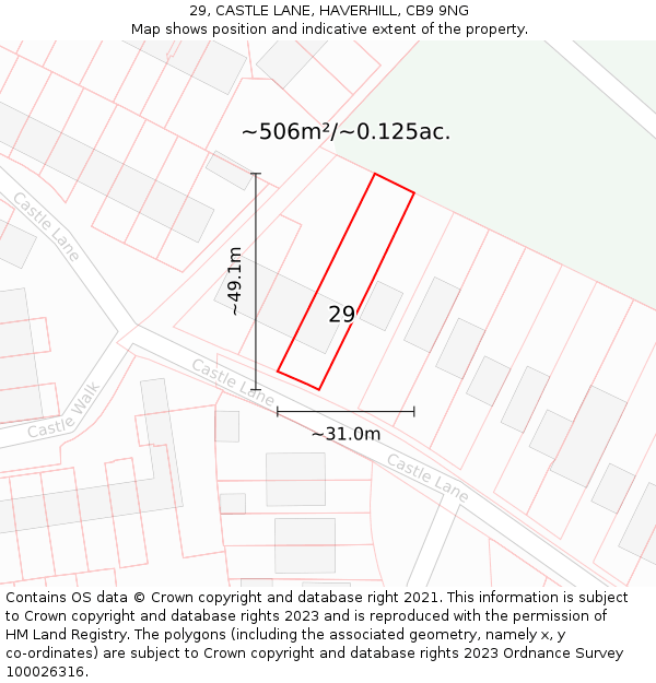 29, CASTLE LANE, HAVERHILL, CB9 9NG: Plot and title map