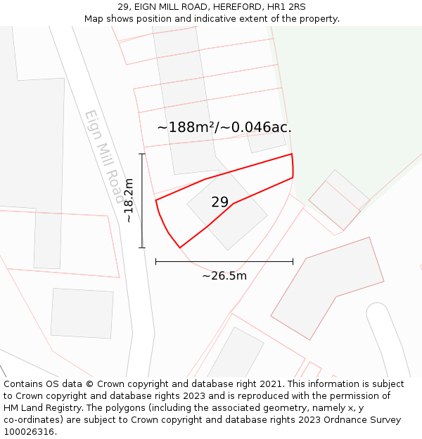 29, EIGN MILL ROAD, HEREFORD, HR1 2RS: Plot and title map