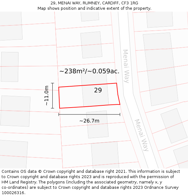29, MENAI WAY, RUMNEY, CARDIFF, CF3 1RG: Plot and title map