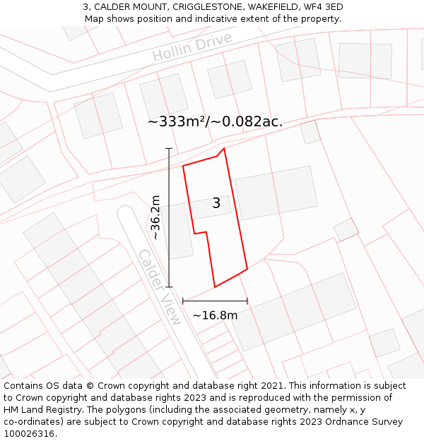 3, CALDER MOUNT, CRIGGLESTONE, WAKEFIELD, WF4 3ED: Plot and title map