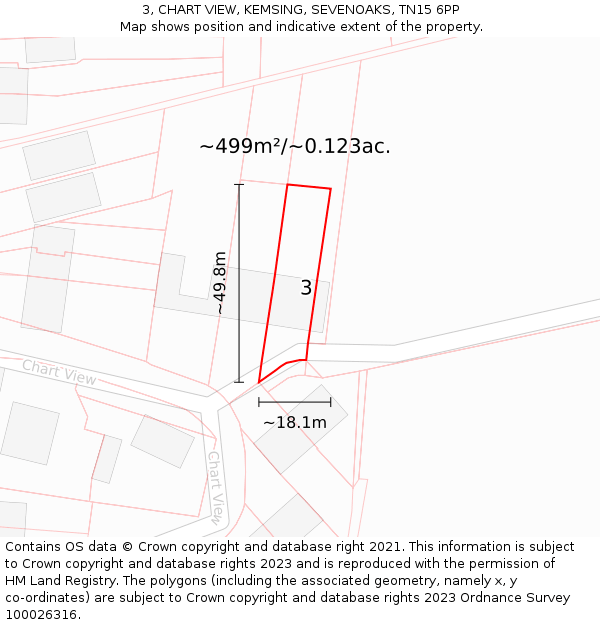 3, CHART VIEW, KEMSING, SEVENOAKS, TN15 6PP: Plot and title map
