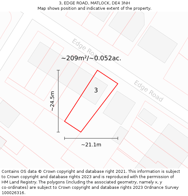 3, EDGE ROAD, MATLOCK, DE4 3NH: Plot and title map