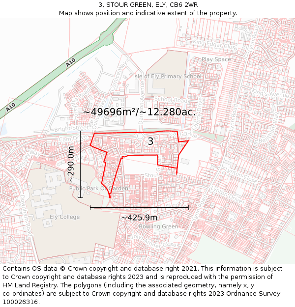 3, STOUR GREEN, ELY, CB6 2WR: Plot and title map
