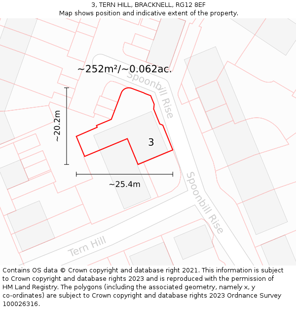 3, TERN HILL, BRACKNELL, RG12 8EF: Plot and title map