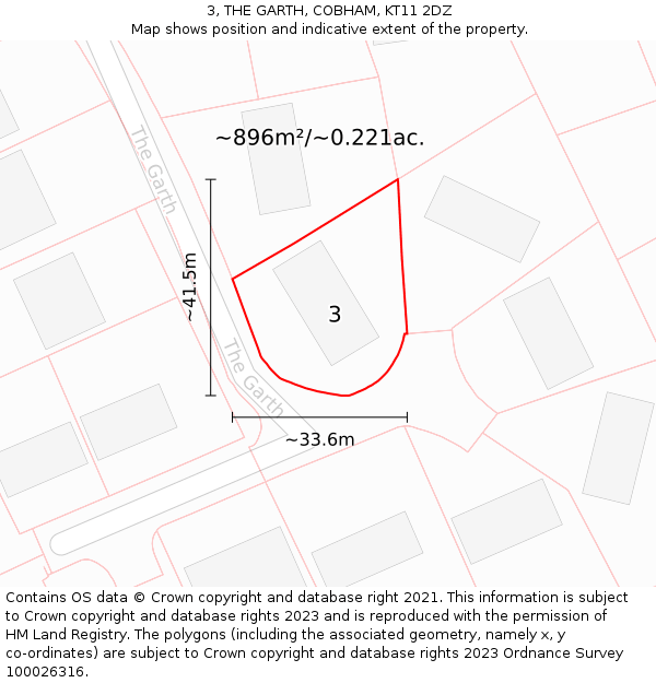 3, THE GARTH, COBHAM, KT11 2DZ: Plot and title map