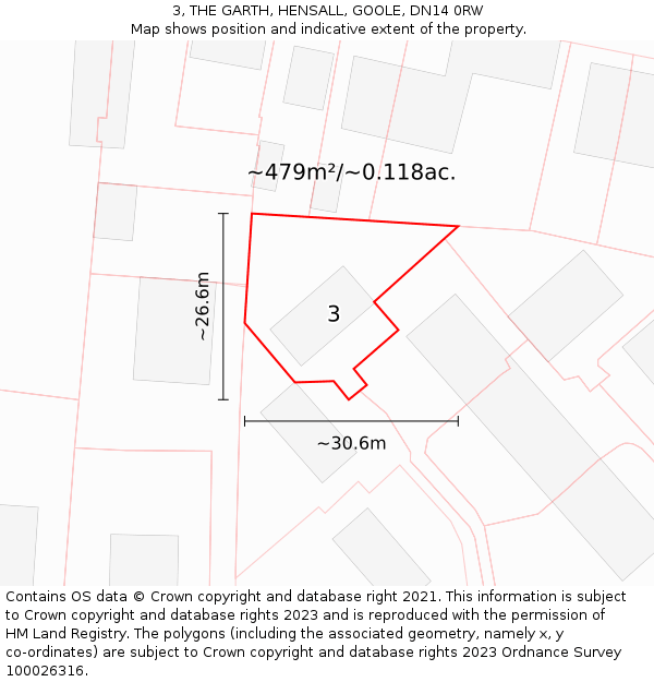 3, THE GARTH, HENSALL, GOOLE, DN14 0RW: Plot and title map