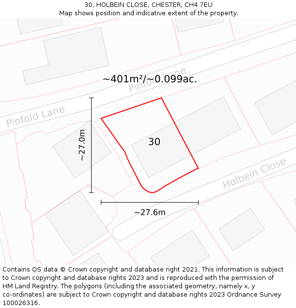 30, HOLBEIN CLOSE, CHESTER, CH4 7EU: Plot and title map