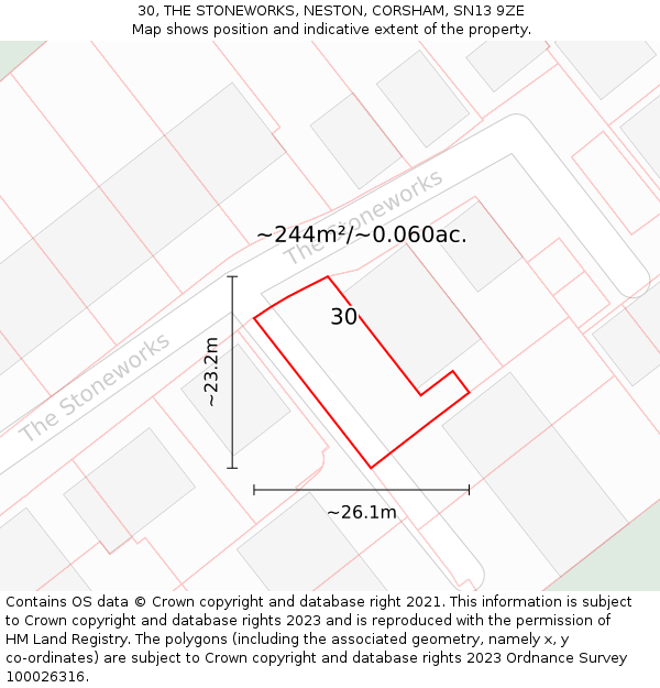 30, THE STONEWORKS, NESTON, CORSHAM, SN13 9ZE: Plot and title map