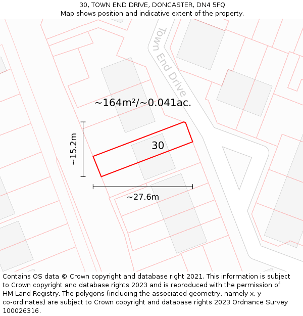 30, TOWN END DRIVE, DONCASTER, DN4 5FQ: Plot and title map