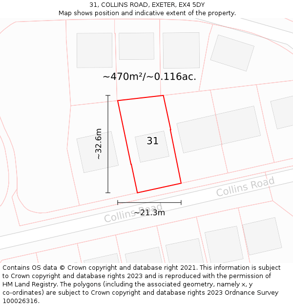 31, COLLINS ROAD, EXETER, EX4 5DY: Plot and title map