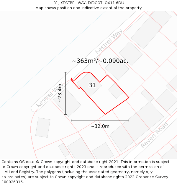31, KESTREL WAY, DIDCOT, OX11 6DU: Plot and title map