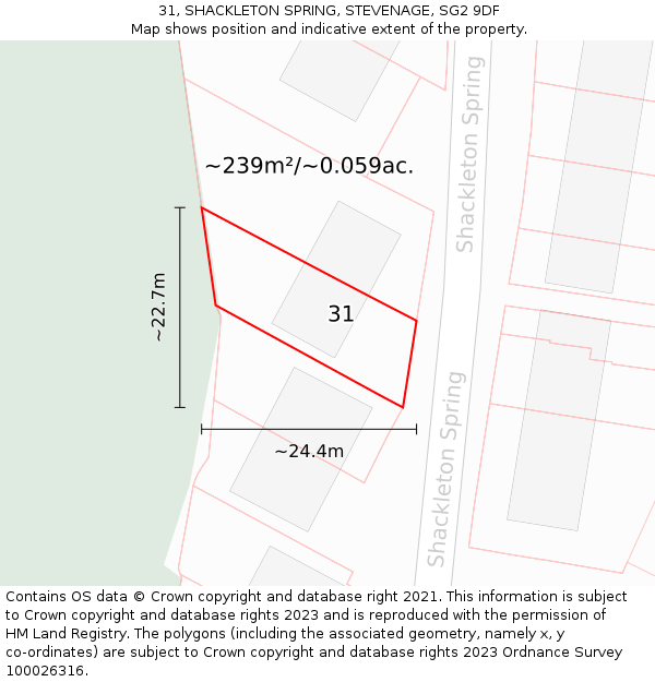 31, SHACKLETON SPRING, STEVENAGE, SG2 9DF: Plot and title map