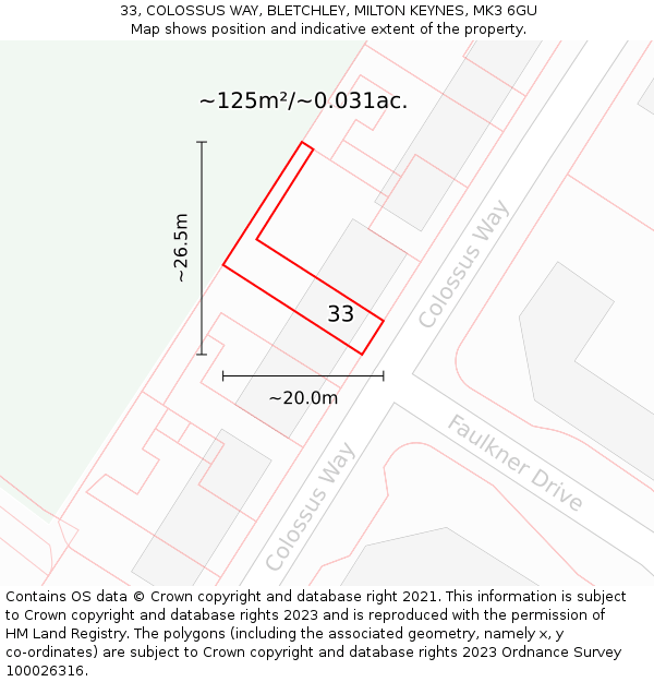 33, COLOSSUS WAY, BLETCHLEY, MILTON KEYNES, MK3 6GU: Plot and title map