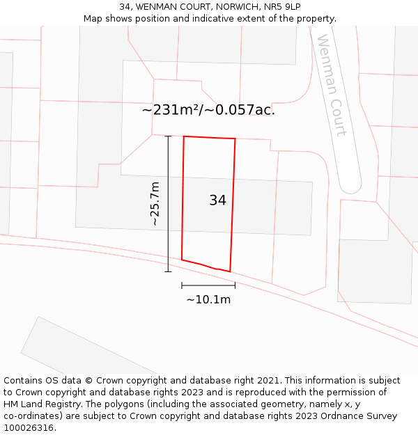 34, WENMAN COURT, NORWICH, NR5 9LP: Plot and title map