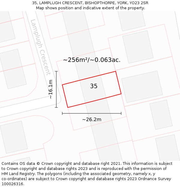 35, LAMPLUGH CRESCENT, BISHOPTHORPE, YORK, YO23 2SR: Plot and title map
