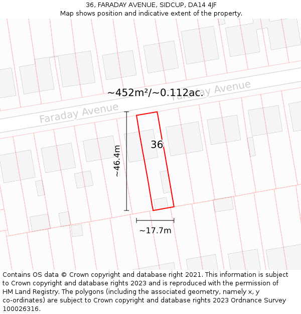 36, FARADAY AVENUE, SIDCUP, DA14 4JF: Plot and title map