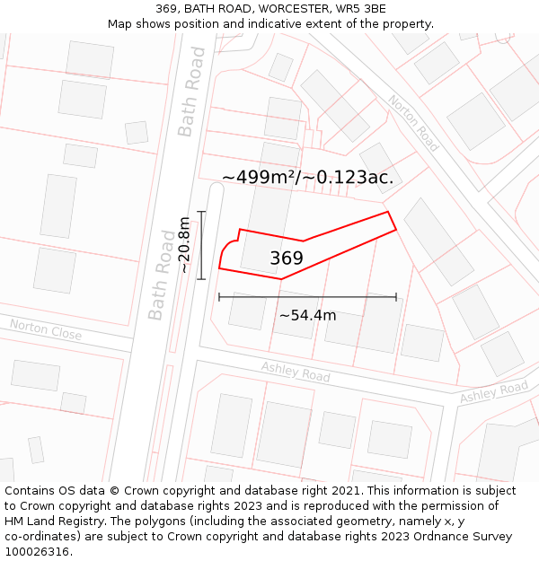 369, BATH ROAD, WORCESTER, WR5 3BE: Plot and title map