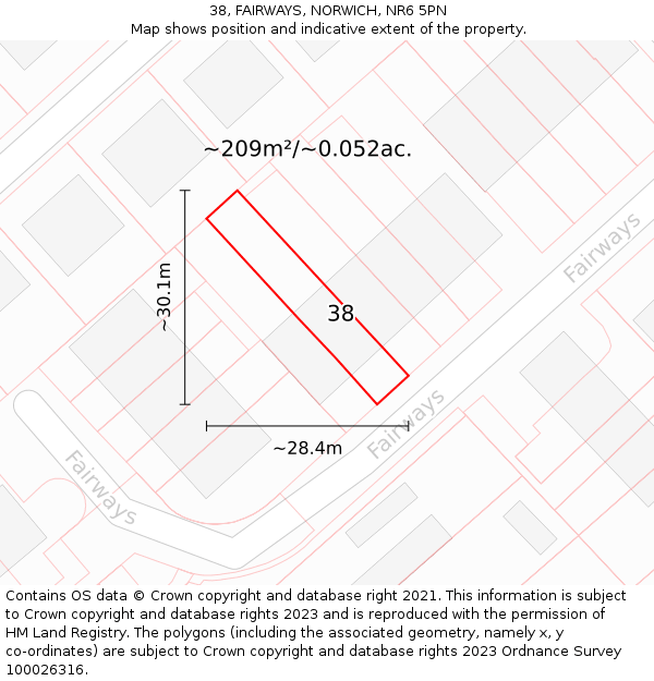 38, FAIRWAYS, NORWICH, NR6 5PN: Plot and title map