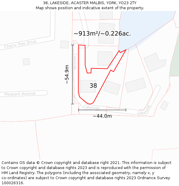 38, LAKESIDE, ACASTER MALBIS, YORK, YO23 2TY: Plot and title map