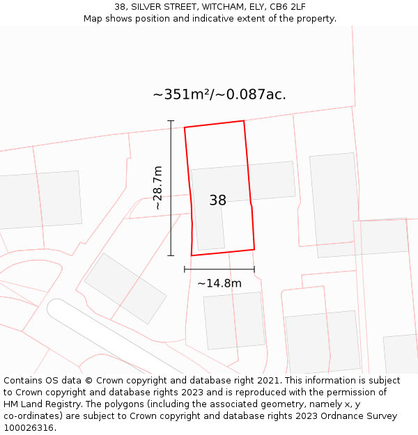 38, SILVER STREET, WITCHAM, ELY, CB6 2LF: Plot and title map