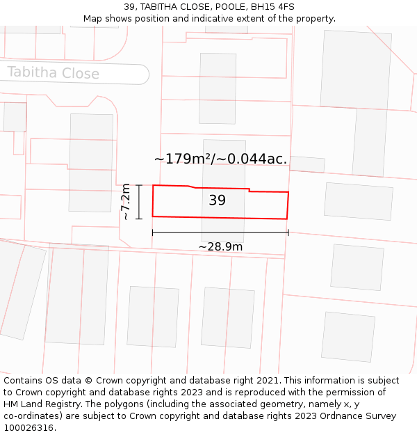 39, TABITHA CLOSE, POOLE, BH15 4FS: Plot and title map