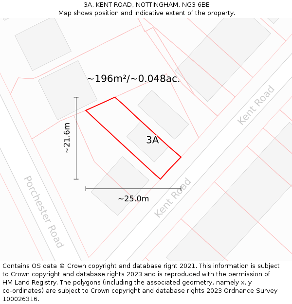 3A, KENT ROAD, NOTTINGHAM, NG3 6BE: Plot and title map