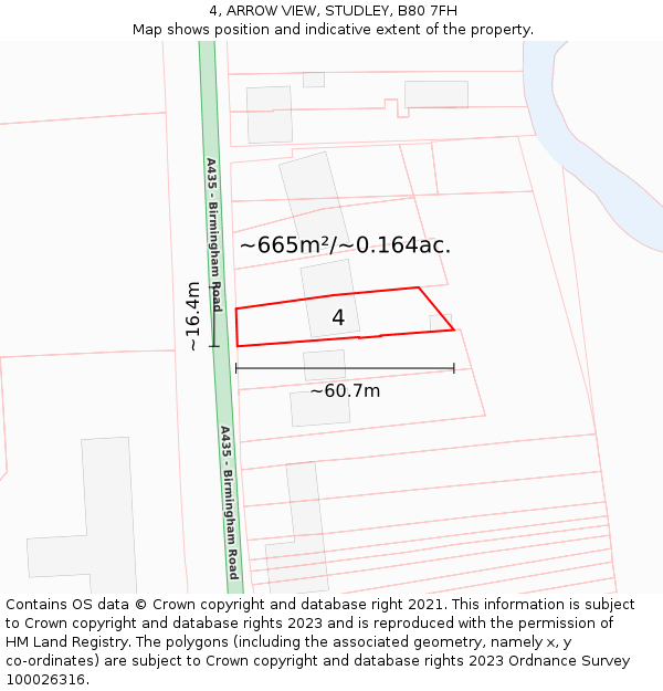 4, ARROW VIEW, STUDLEY, B80 7FH: Plot and title map