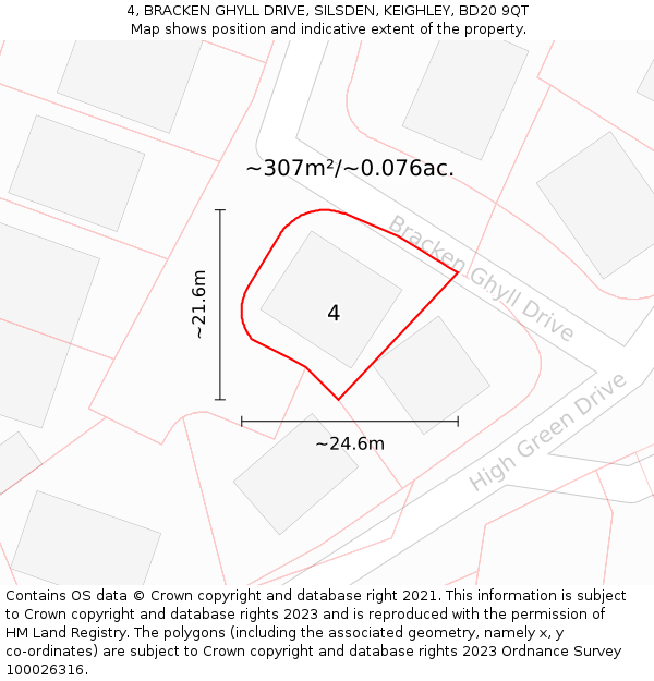 4, BRACKEN GHYLL DRIVE, SILSDEN, KEIGHLEY, BD20 9QT: Plot and title map