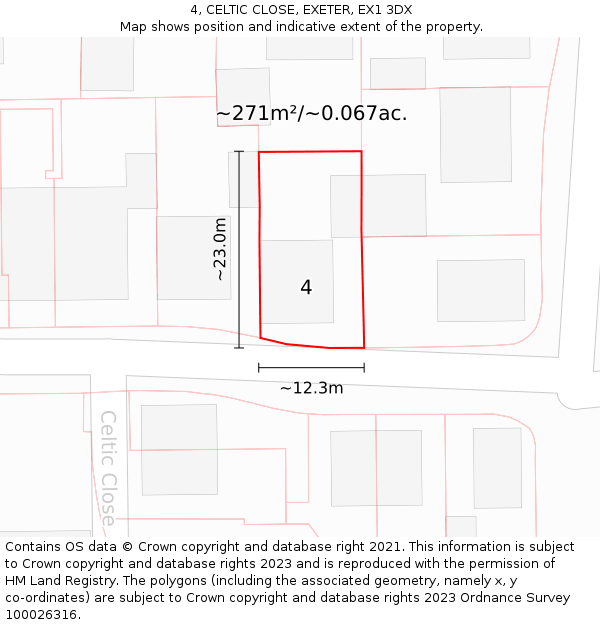 4, CELTIC CLOSE, EXETER, EX1 3DX: Plot and title map