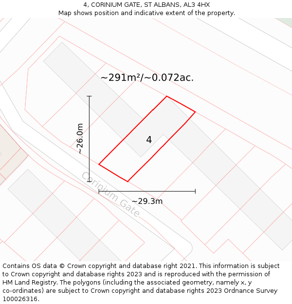 4, CORINIUM GATE, ST ALBANS, AL3 4HX: Plot and title map