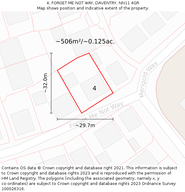 4, FORGET ME NOT WAY, DAVENTRY, NN11 4GR: Plot and title map