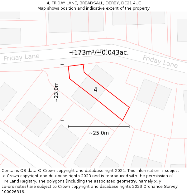 4, FRIDAY LANE, BREADSALL, DERBY, DE21 4UE: Plot and title map