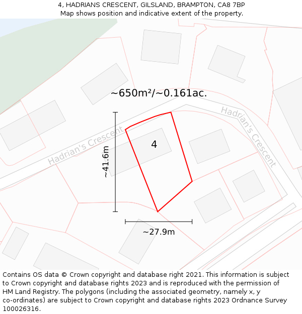 4, HADRIANS CRESCENT, GILSLAND, BRAMPTON, CA8 7BP: Plot and title map