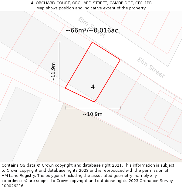 4, ORCHARD COURT, ORCHARD STREET, CAMBRIDGE, CB1 1PR: Plot and title map