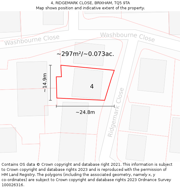 4, RIDGEMARK CLOSE, BRIXHAM, TQ5 9TA: Plot and title map