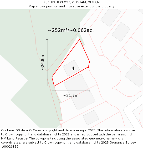 4, RUISLIP CLOSE, OLDHAM, OL8 2JN: Plot and title map