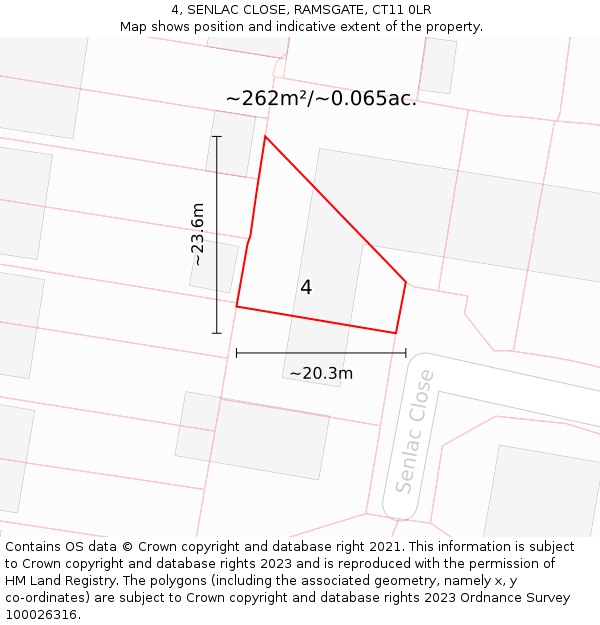 4, SENLAC CLOSE, RAMSGATE, CT11 0LR: Plot and title map