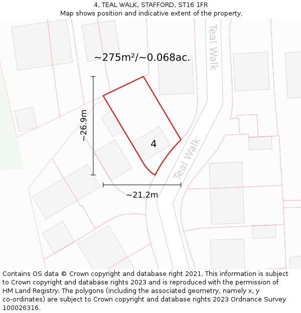 4, TEAL WALK, STAFFORD, ST16 1FR: Plot and title map