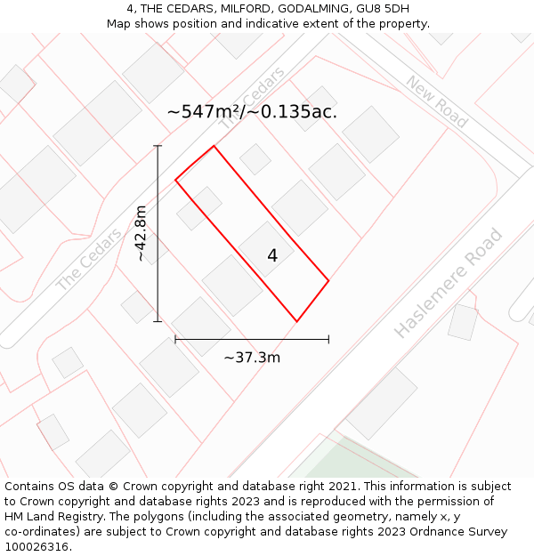 4, THE CEDARS, MILFORD, GODALMING, GU8 5DH: Plot and title map