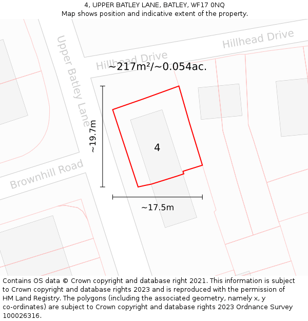 4, UPPER BATLEY LANE, BATLEY, WF17 0NQ: Plot and title map