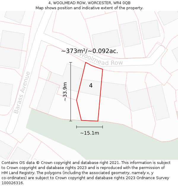 4, WOOLMEAD ROW, WORCESTER, WR4 0QB: Plot and title map