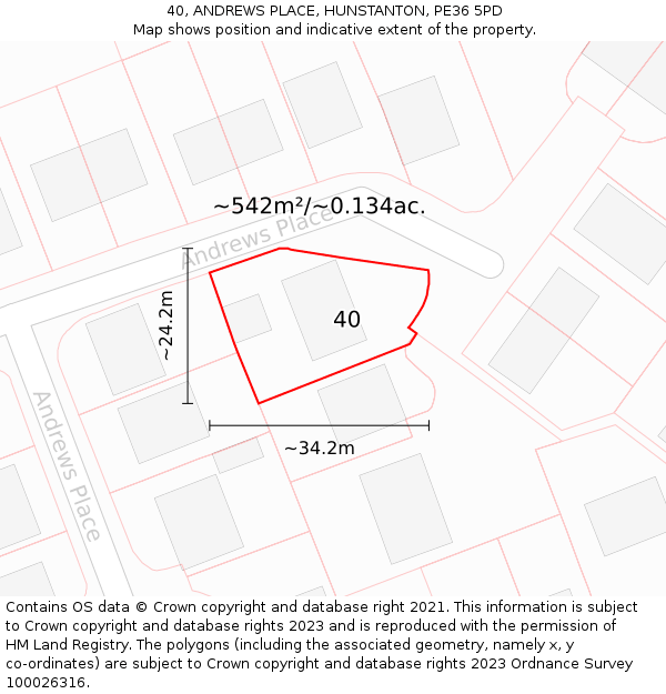 40, ANDREWS PLACE, HUNSTANTON, PE36 5PD: Plot and title map