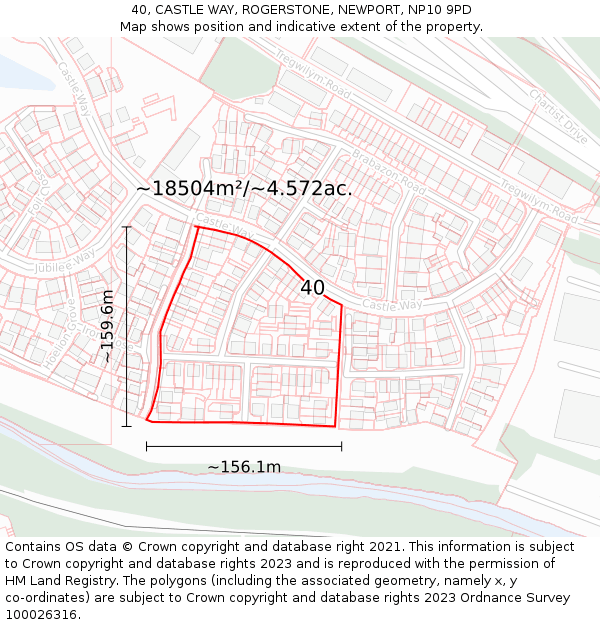 40, CASTLE WAY, ROGERSTONE, NEWPORT, NP10 9PD: Plot and title map