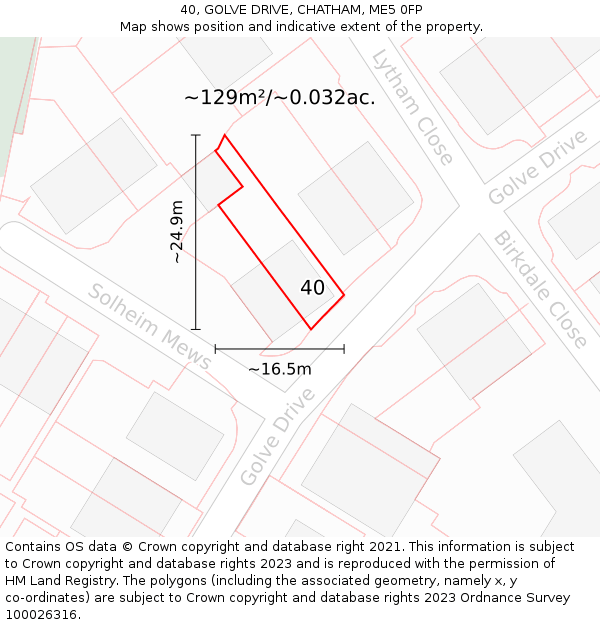 40, GOLVE DRIVE, CHATHAM, ME5 0FP: Plot and title map