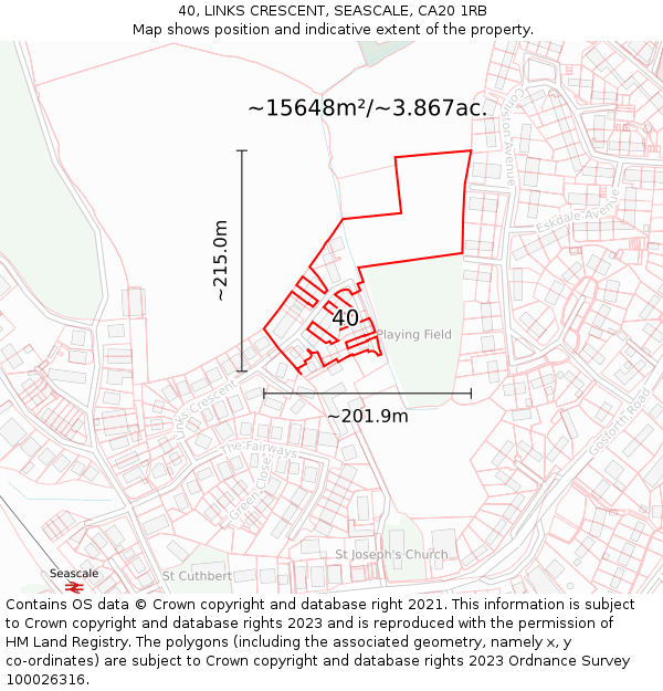40, LINKS CRESCENT, SEASCALE, CA20 1RB: Plot and title map