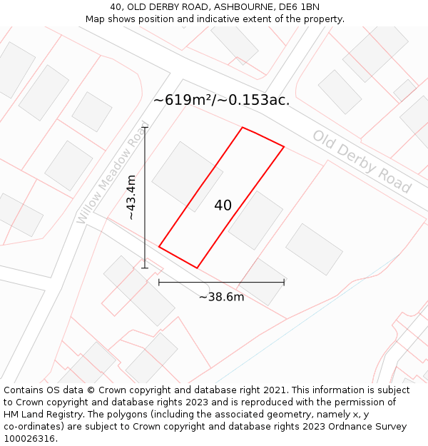 40, OLD DERBY ROAD, ASHBOURNE, DE6 1BN: Plot and title map
