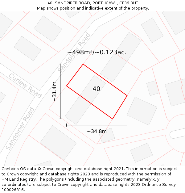 40, SANDPIPER ROAD, PORTHCAWL, CF36 3UT: Plot and title map