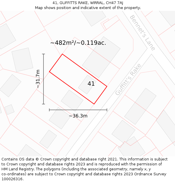 41, GUFFITTS RAKE, WIRRAL, CH47 7AJ: Plot and title map